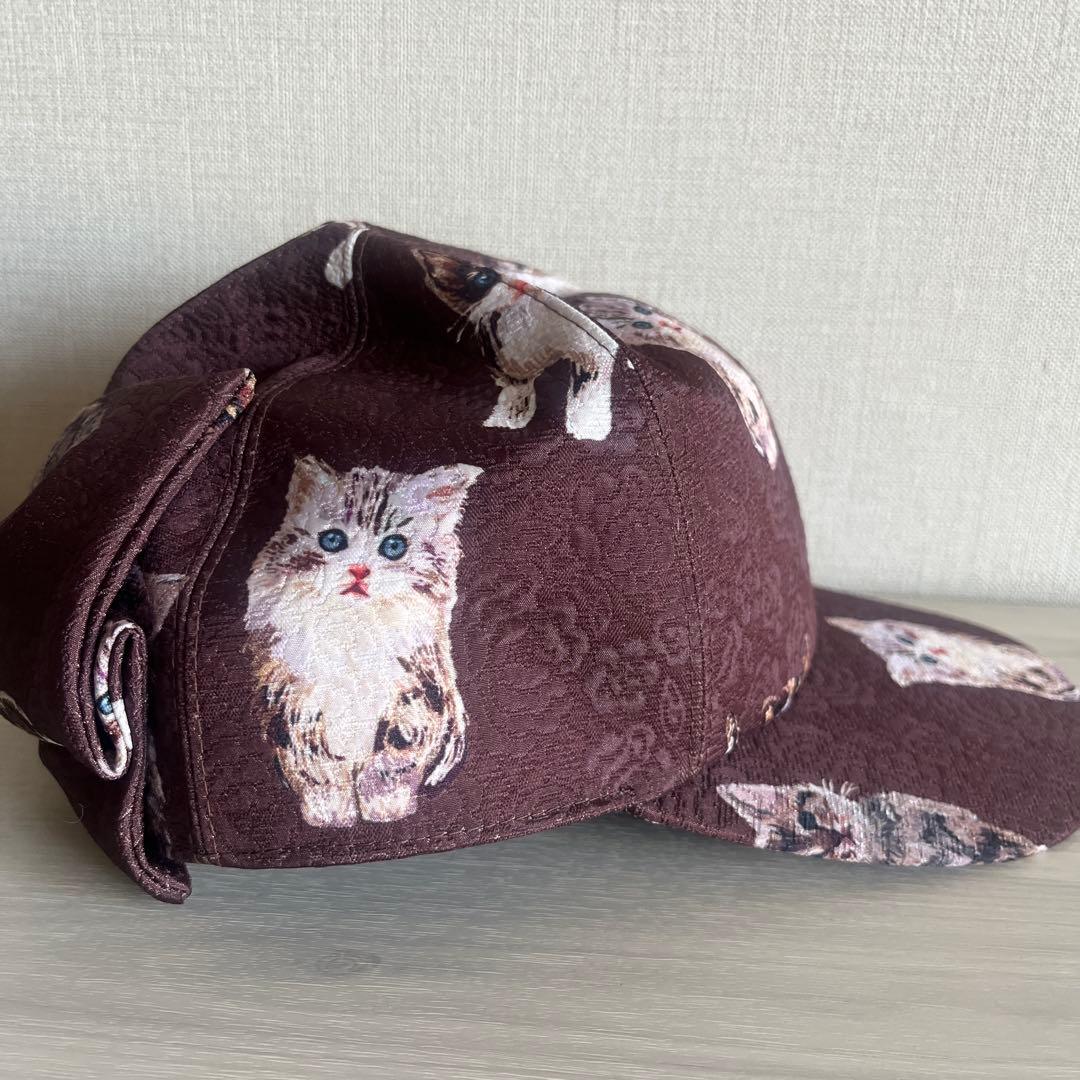 【CA4LA】猫柄 ベースボールキャップ ブラウン