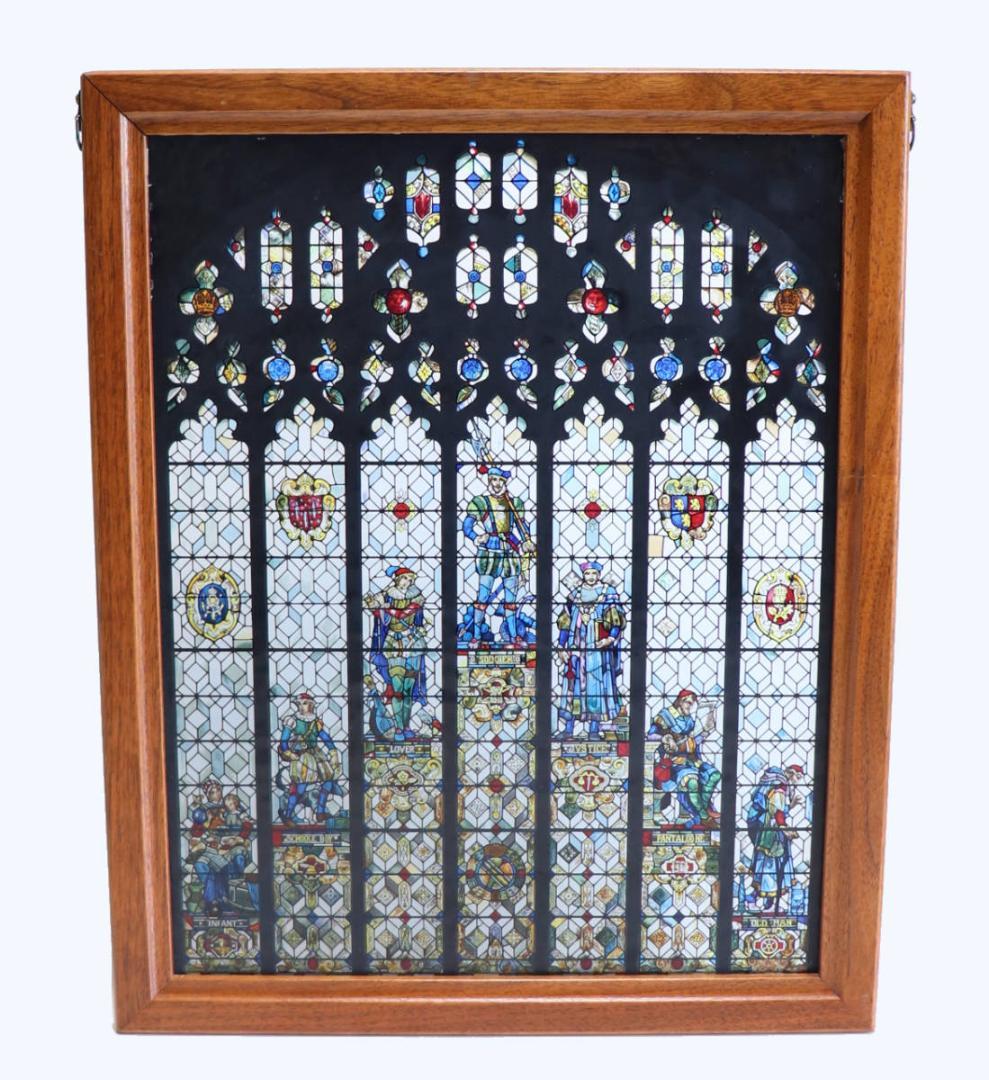 お気に召すまま 男性の七つの時代 ヴィンテージ ステンドグラス 特大サイズ