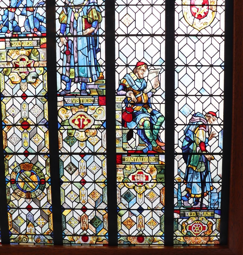 お気に召すまま 男性の七つの時代 ヴィンテージ ステンドグラス 特大サイズ