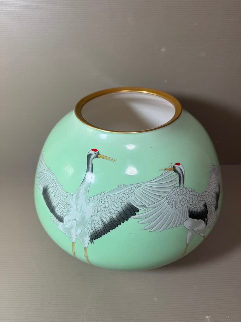 2922 香蘭社　鶴図柄　金彩　花瓶