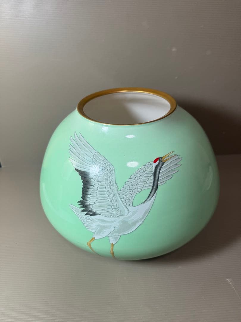2922 香蘭社　鶴図柄　金彩　花瓶
