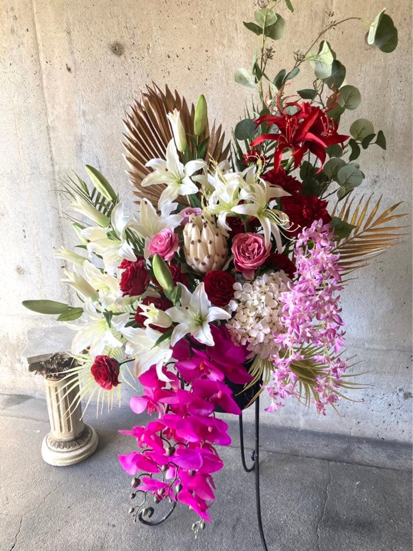 光触媒　人工観葉植物　ウォールグリーン　フェイクフラワー　カサブランカアレンジ