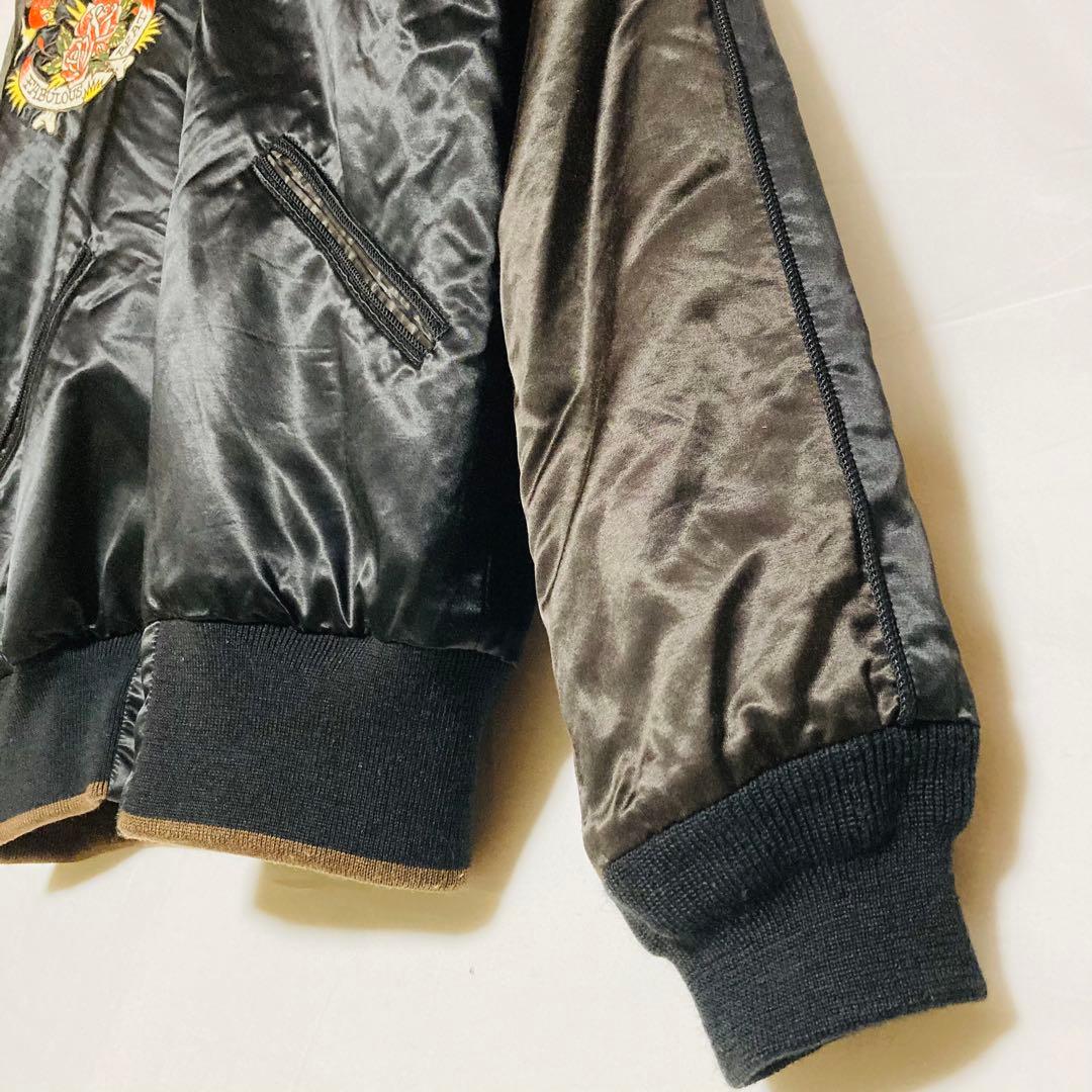 リバーシブル 刺繍 スカジャンSKULL JEANS スカル タトゥー M相当