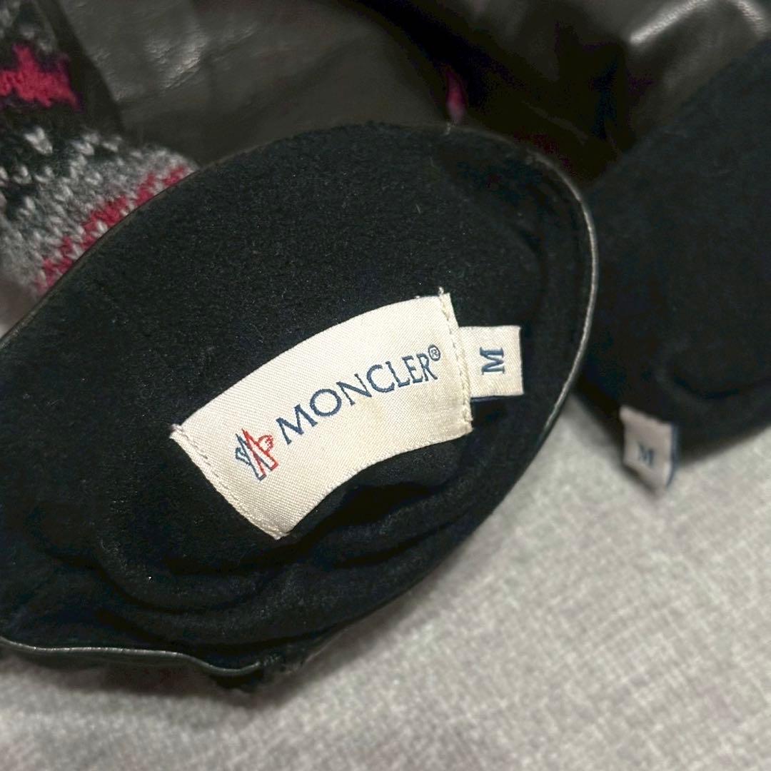 MONCLER モンクレール 本革 ニット手袋 メンズ