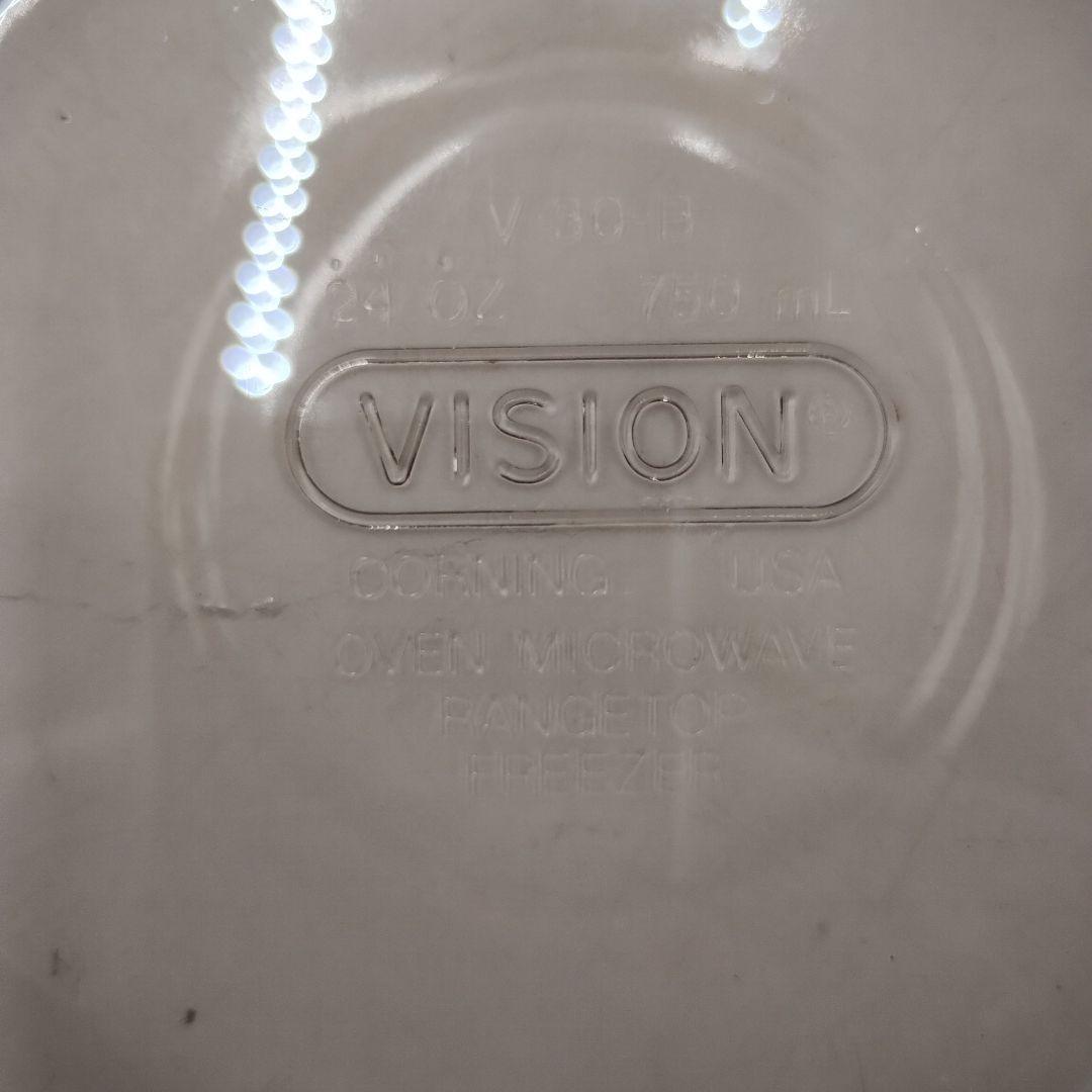 bM130L 昭和レトロ　ビジョン　コーニング　USA　ガラス製　耐熱鍋・片手鍋