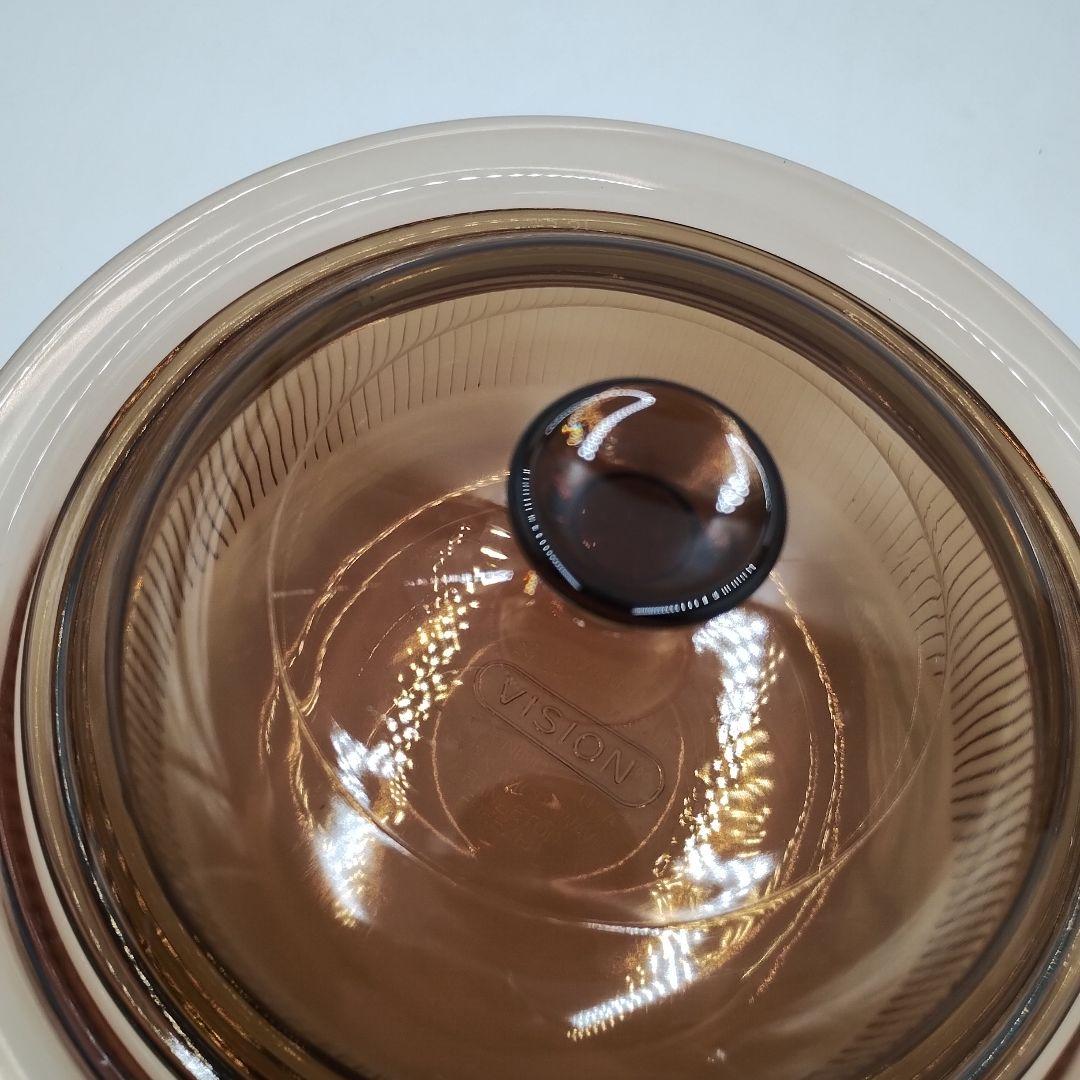 bM130L 昭和レトロ　ビジョン　コーニング　USA　ガラス製　耐熱鍋・片手鍋