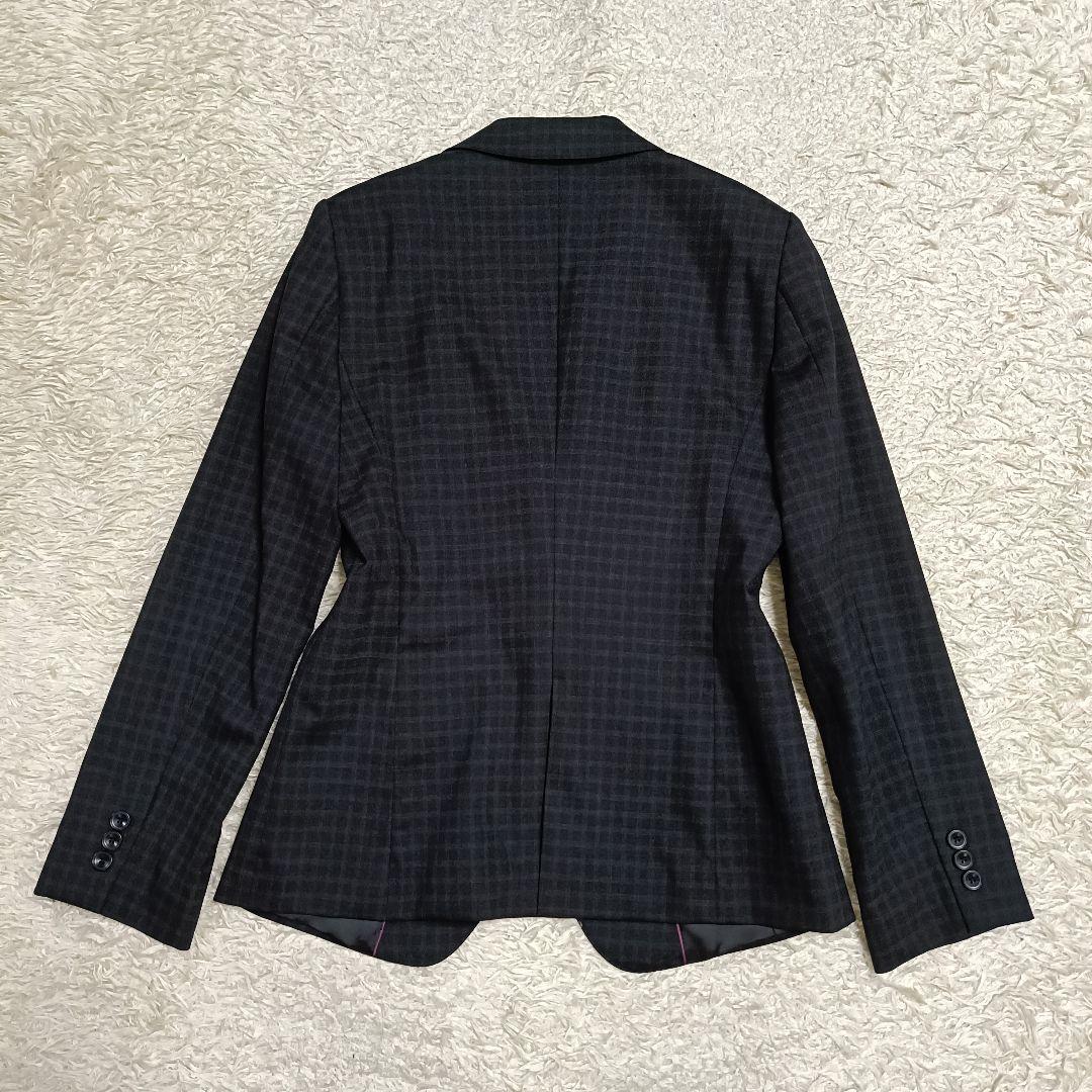 【美品】HILTON ヒルトン ブラックチェック パンツスーツ ストレッチ 11