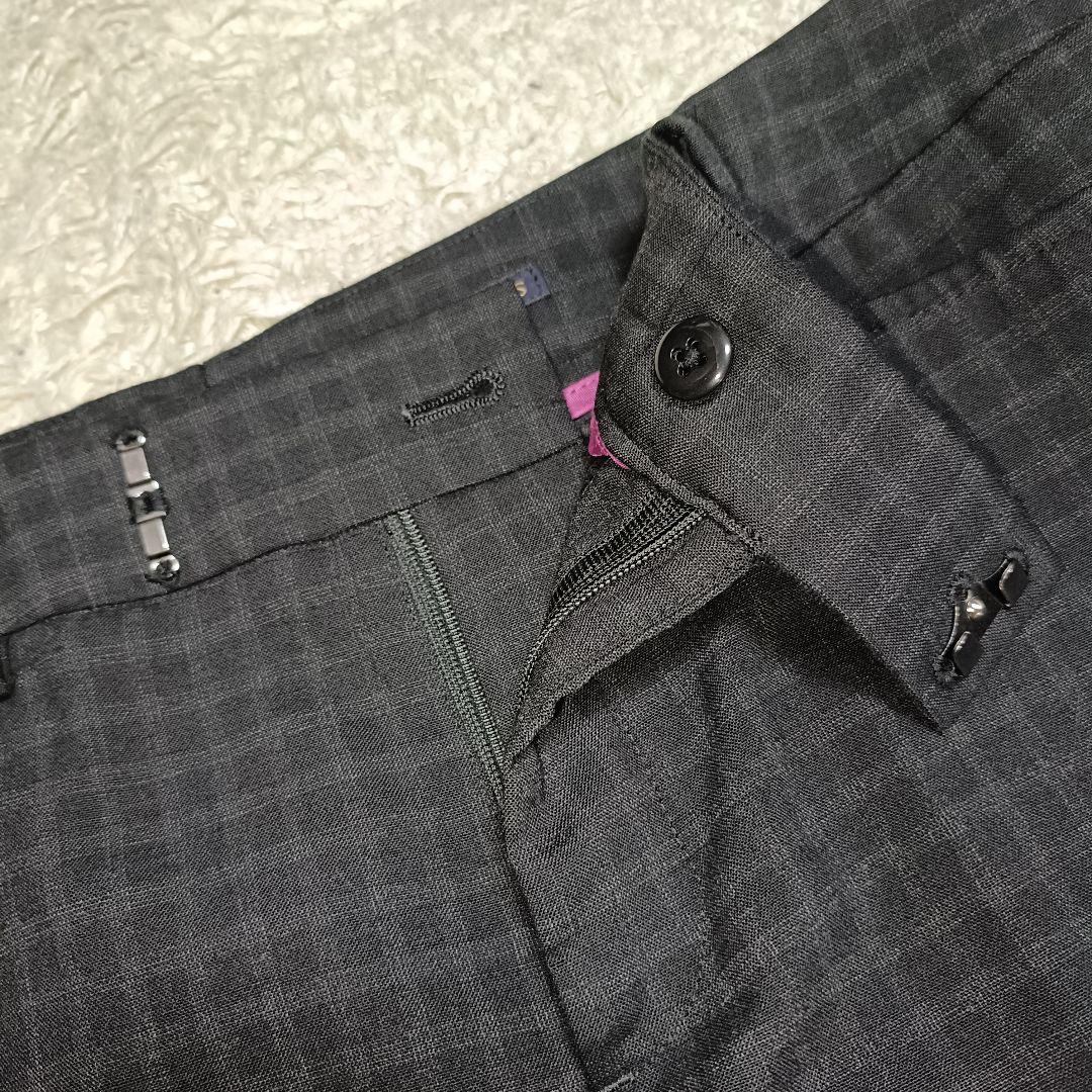 【美品】HILTON ヒルトン ブラックチェック パンツスーツ ストレッチ 11
