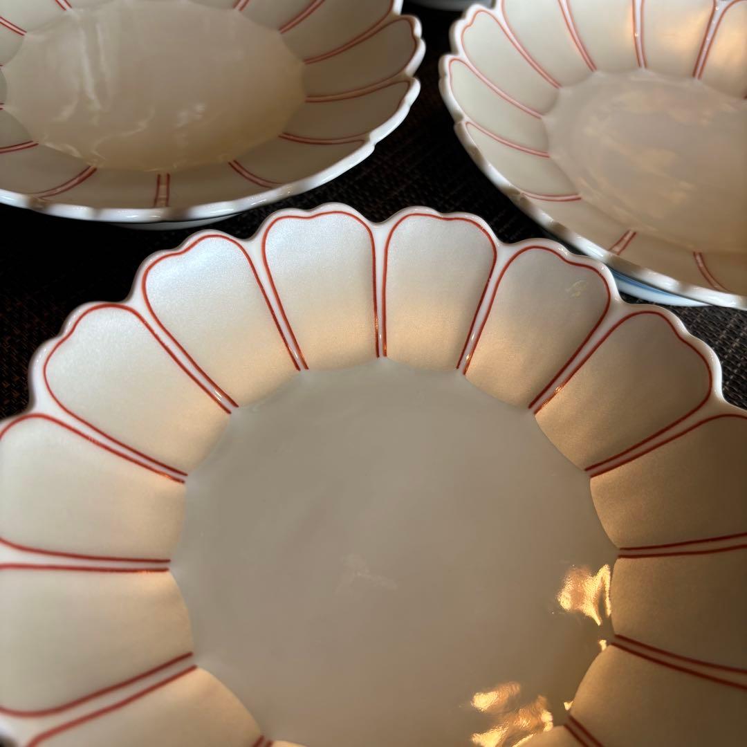 有田焼 幸楽窯 高台皿 浅皿 刺身皿 盛り皿 銘々皿 花びら型皿 5枚セット