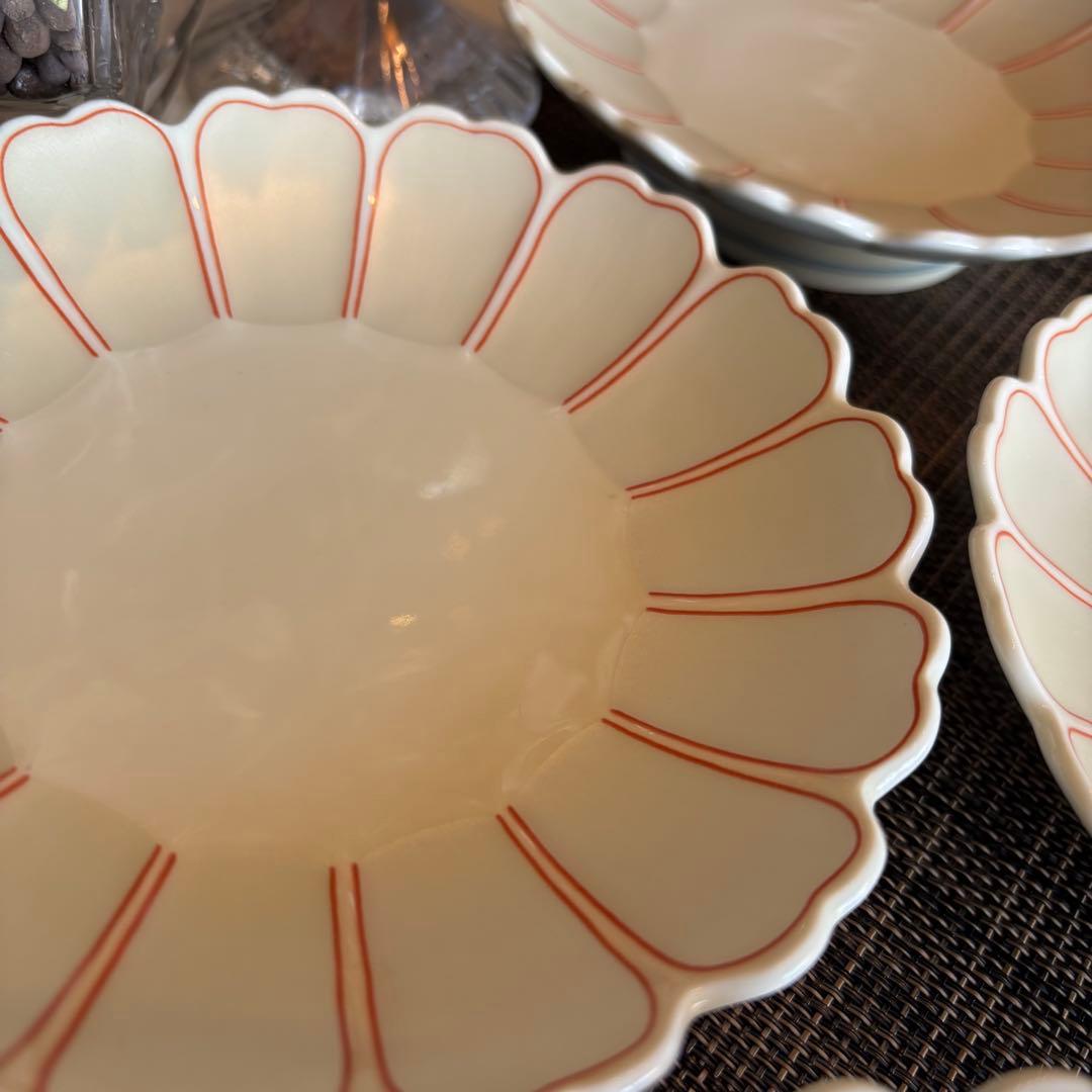 有田焼 幸楽窯 高台皿 浅皿 刺身皿 盛り皿 銘々皿 花びら型皿 5枚セット