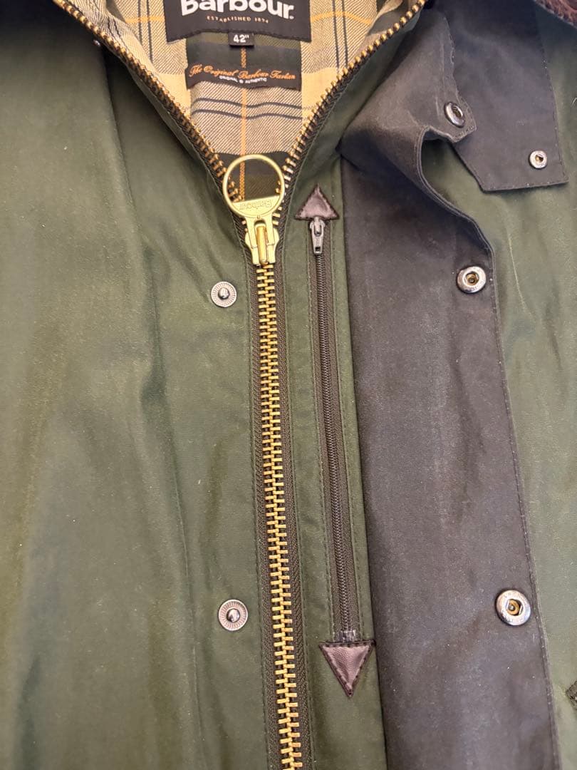 【お安く！美品】Barbour トランスポート　ダークグリーン切り替え　42