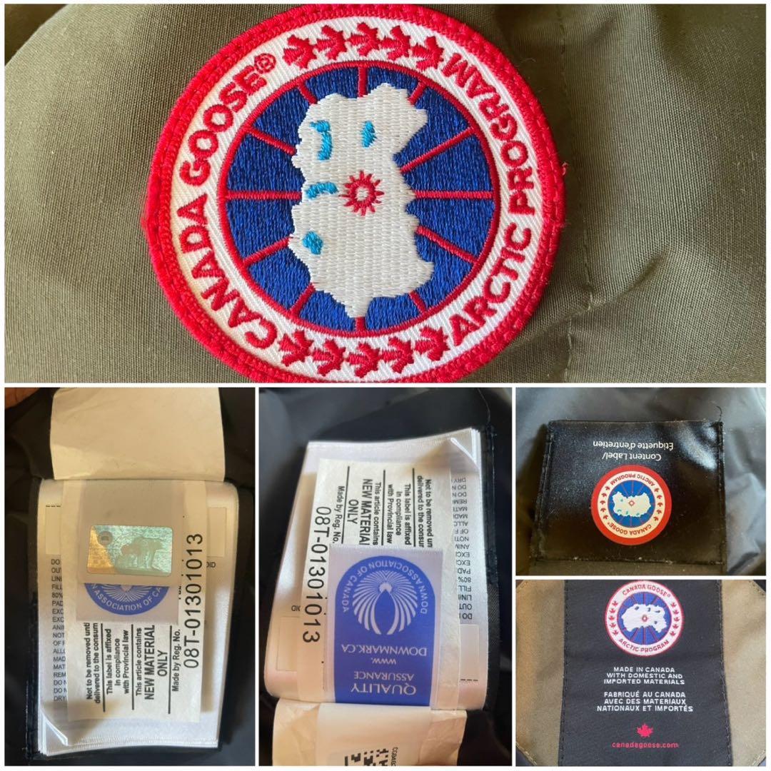 ★良品★カナダグースシェルバーンパーカ XS オリーブグリーンフード付きダウン