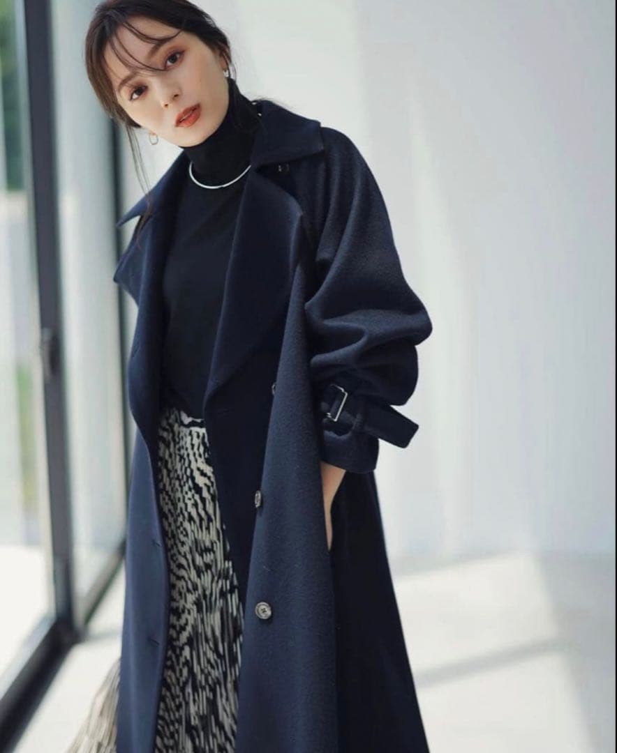 アニュアンス anuans ウールトレンチコート ネイビー