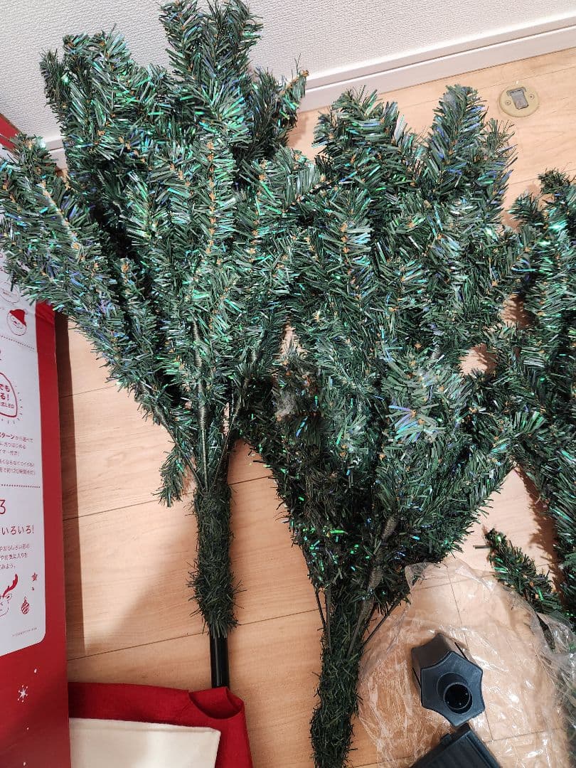 180cm LEDクリスマスツリーセット(大量オーナメント付)