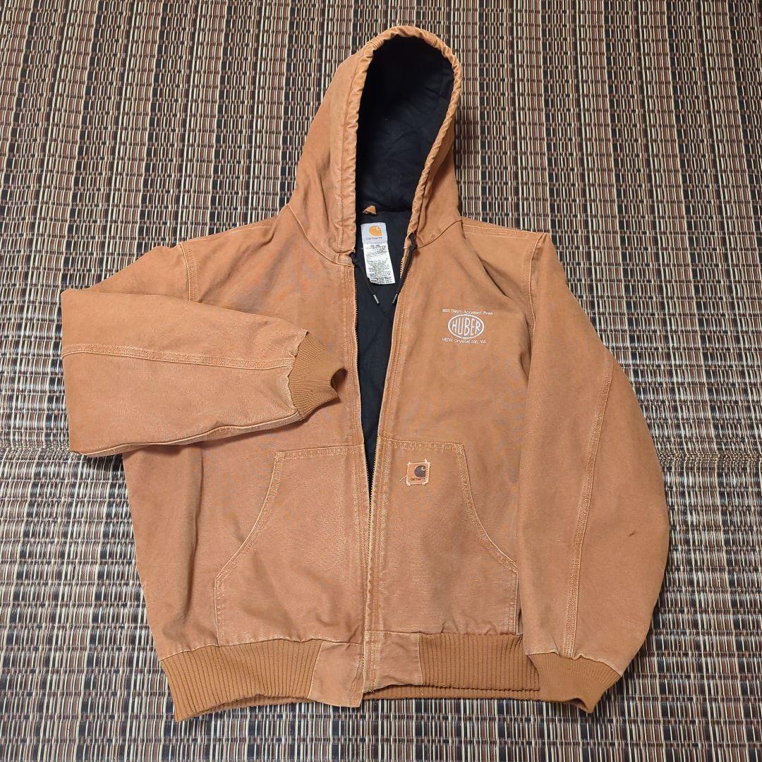 カーハート Carhartt フード付きブラウンジャケット 企業ロゴ