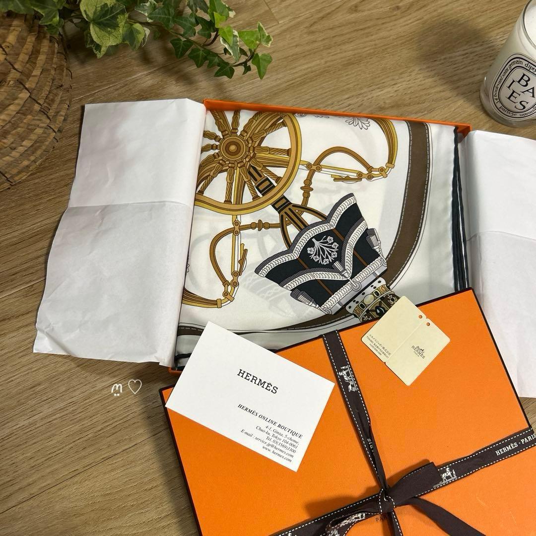 HERMESエルメス　カレ90　ステイトリー・ホイールズ　シルクスカーフ　馬車