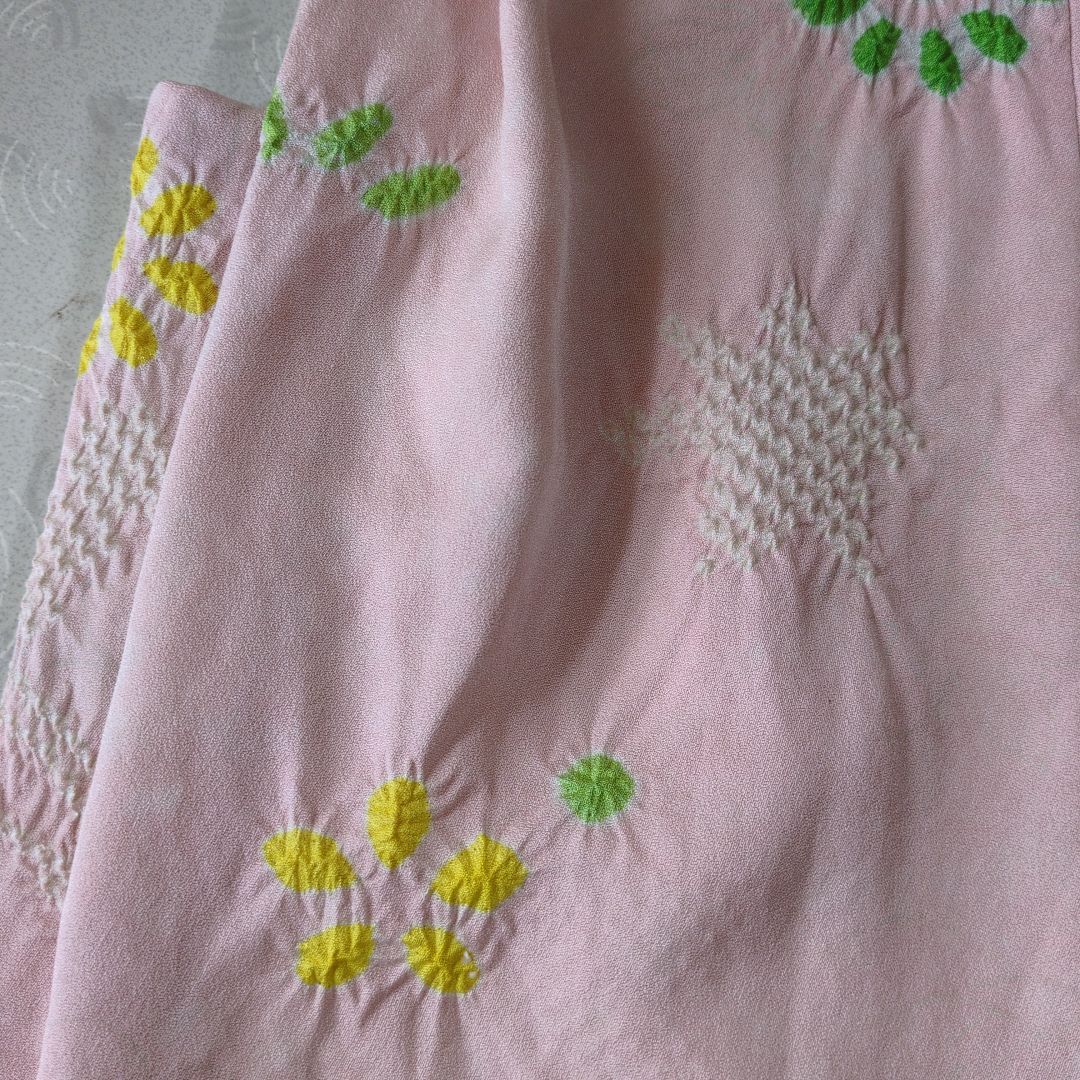 七五三３歳正絹縮緬手縫いの被布（中綿無し）くすみピンク