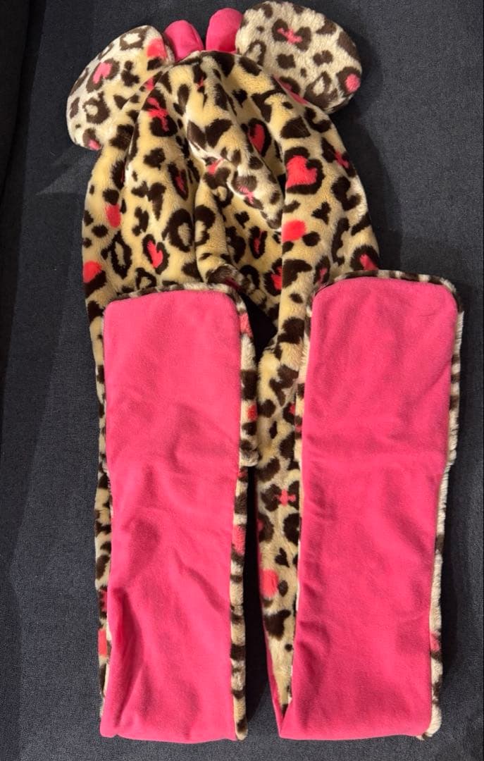 ほ　東京ディズニーリゾート ミニー ヒョウ柄 ファンキャップマフラー