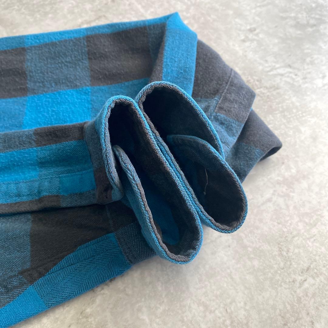 最高で最強の配色 90s ST JOHN'S BAY ネルシャツ 青×黒 M