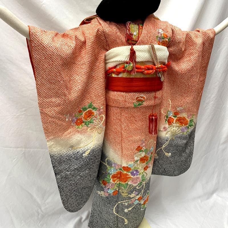 505ag1,帯揚げ,しごき□七五三 七歳 女児 着物&袋帯&長襦袢 総絞り