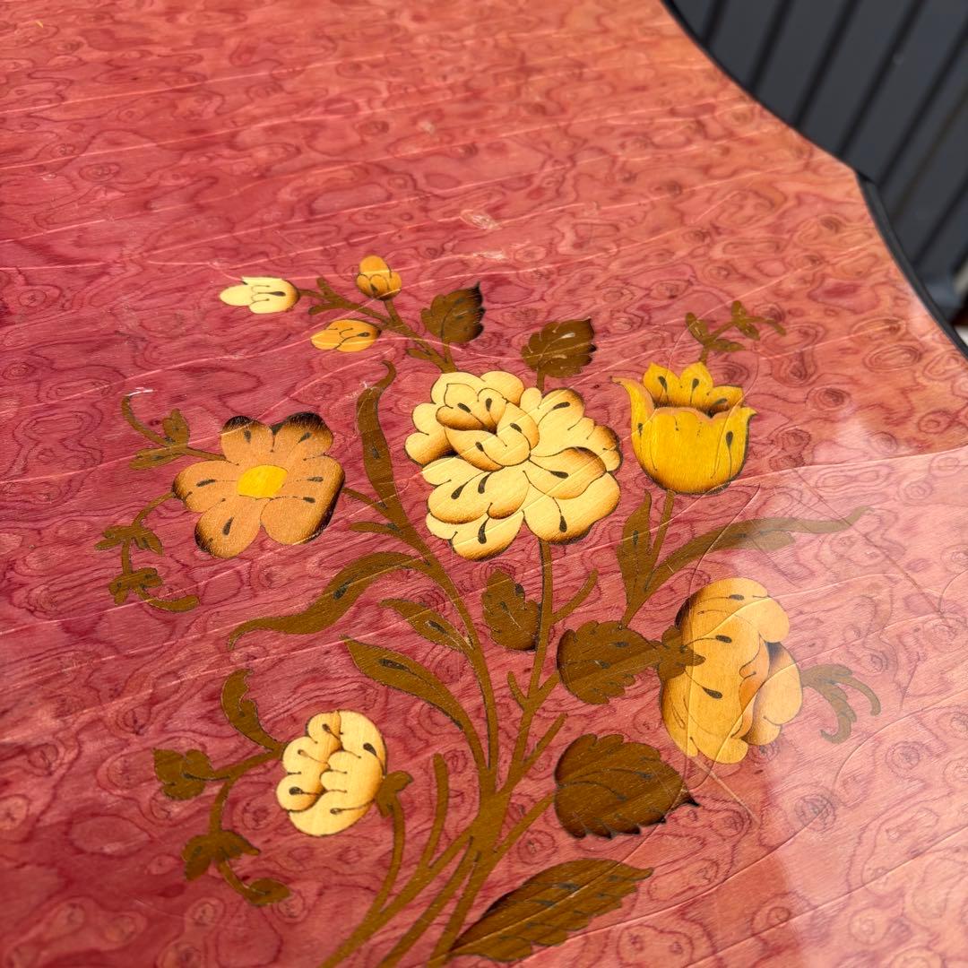 ドマン Domani イタリア家具 薔薇柄 サイドテーブル 花柄 象嵌 バラ