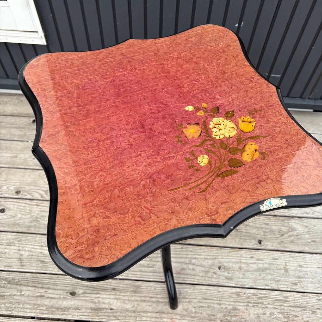 ドマン Domani イタリア家具 薔薇柄 サイドテーブル 花柄 象嵌 バラ