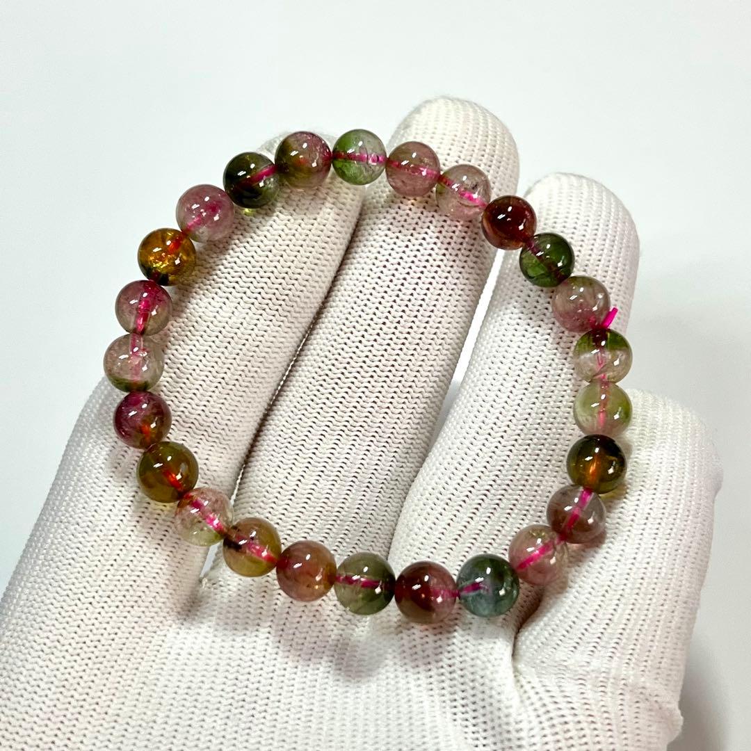 高品質　ウォーターメロントルマリンブレスレット　透明感あり　2