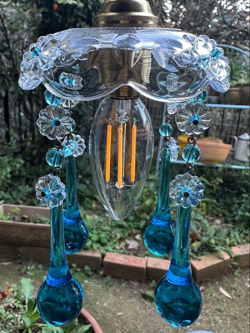 20's フランス アンティーク ブルームラーノガラスの可愛いミニシャンデリア