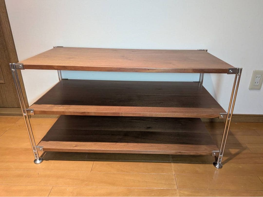 ■送料込■無印 ステンレスユニットシェルフ ウォールナット棚 収納 台