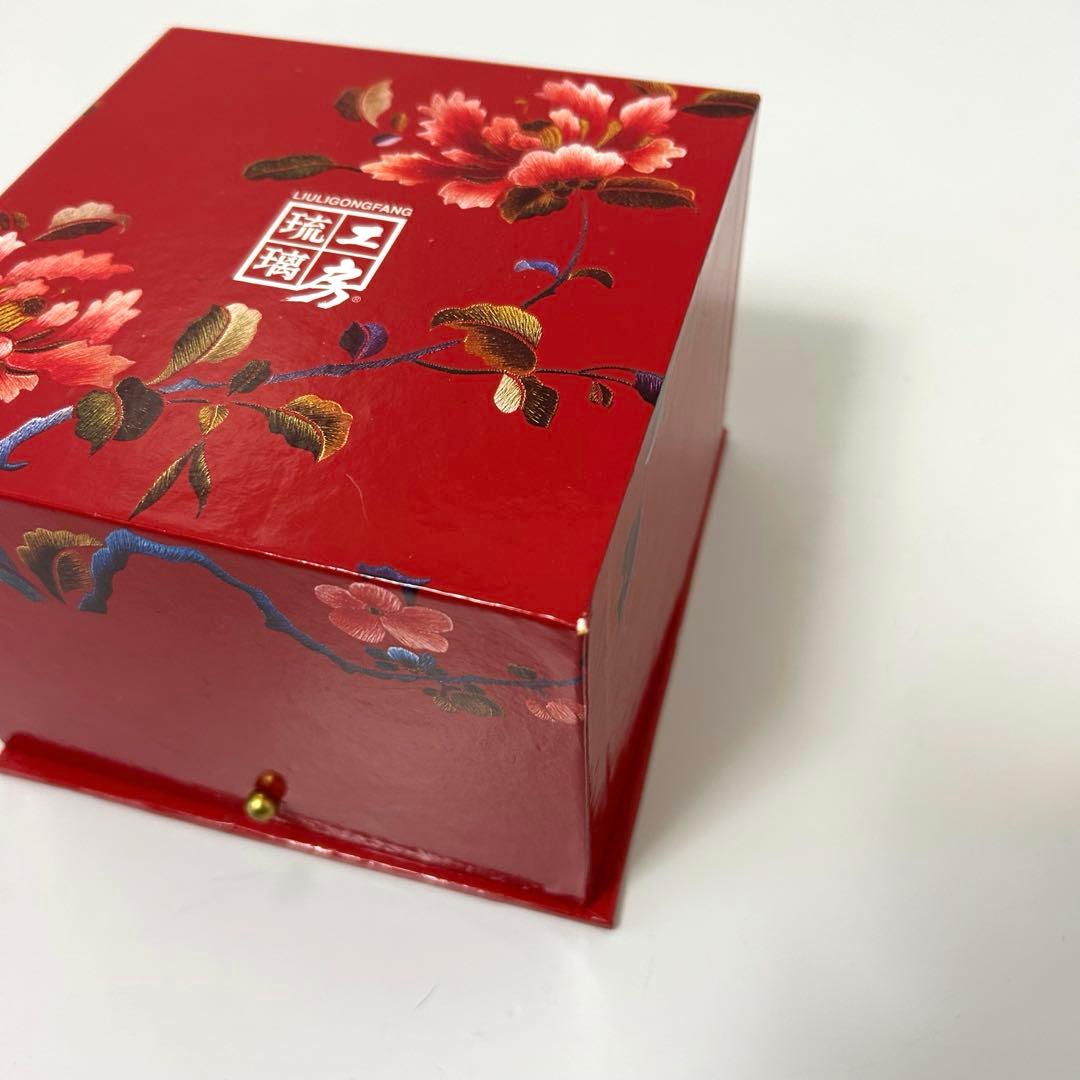 琉璃工房 LIULI カササギ ハート型 ガラス工芸 置物 オブジェ 恋愛運