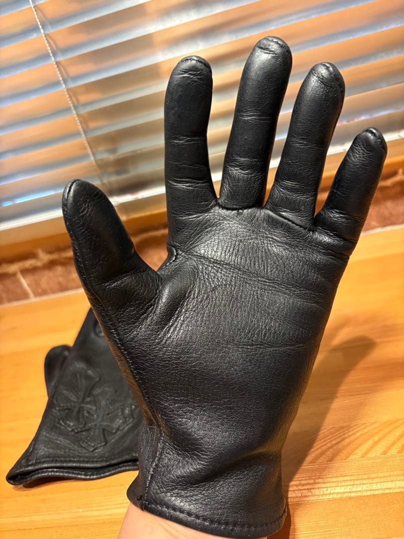 CHROMEHEARTS クロムハーツ 3セメタリークロスパッチ レザーグローブ