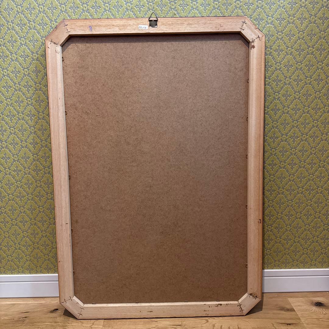 美品 イタリア製 マホガニーフレーム アンティーク ウォールミラー オクタゴン