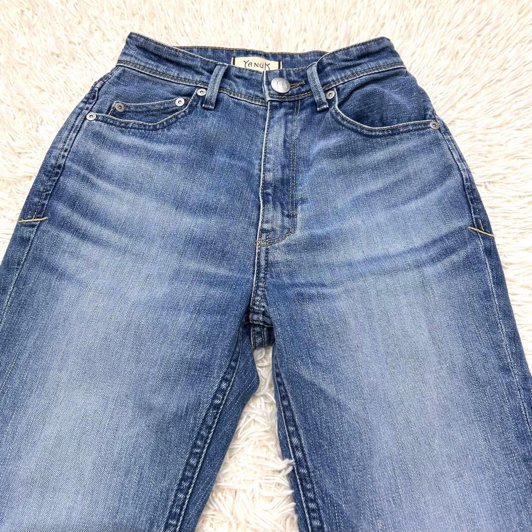 美品✨YANUK ヤヌーク セミフレアデニムパンツ ハイウエスト カットオフ