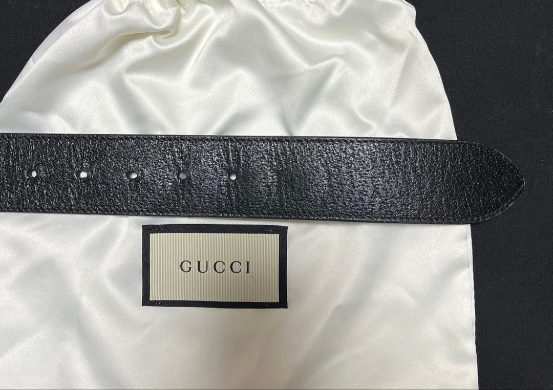 グッチベルト (GUCCI) メンズ ブラックxシルバー