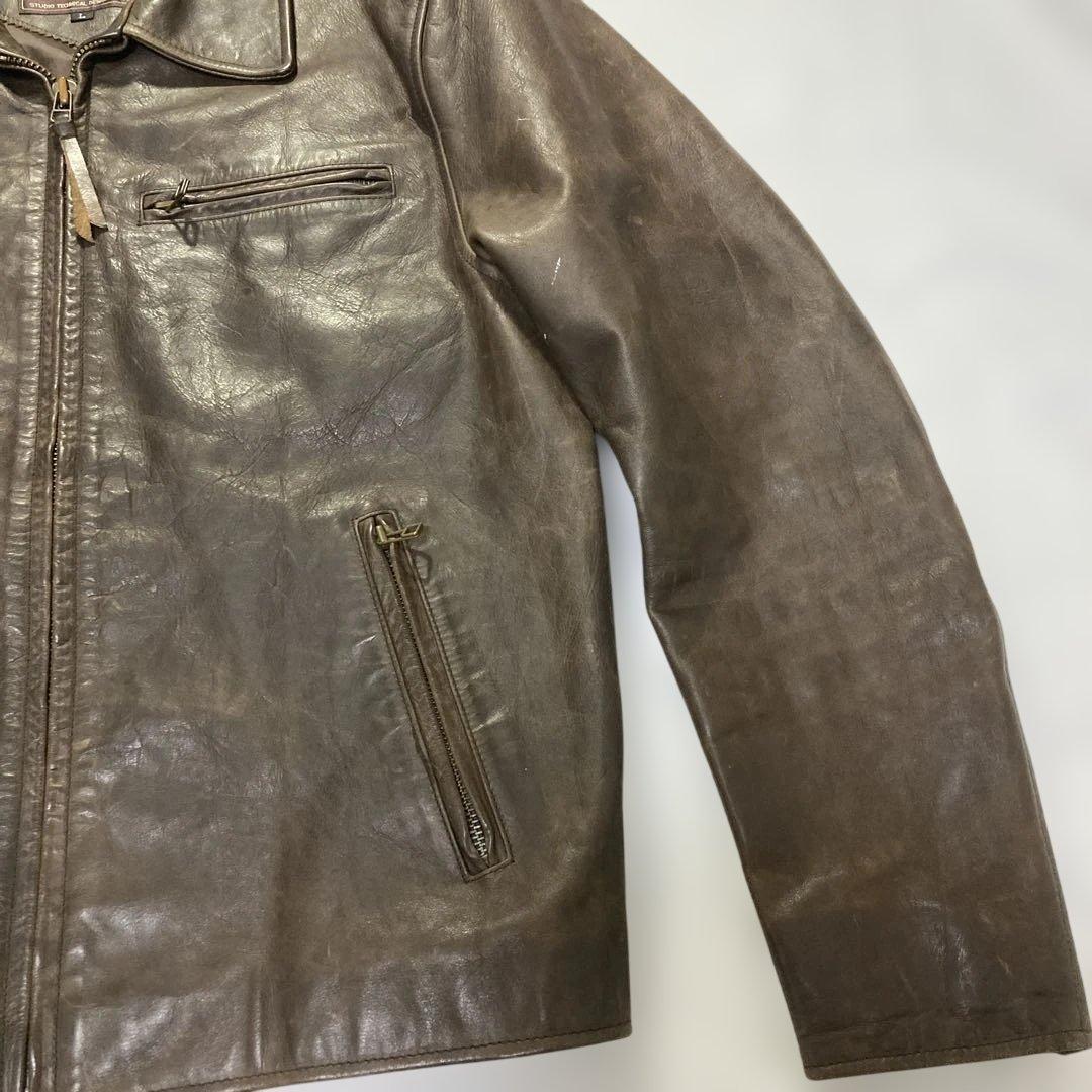 【激シブ】✨ ウインドアーマー レザージャケット 牛革 シングルライダース L