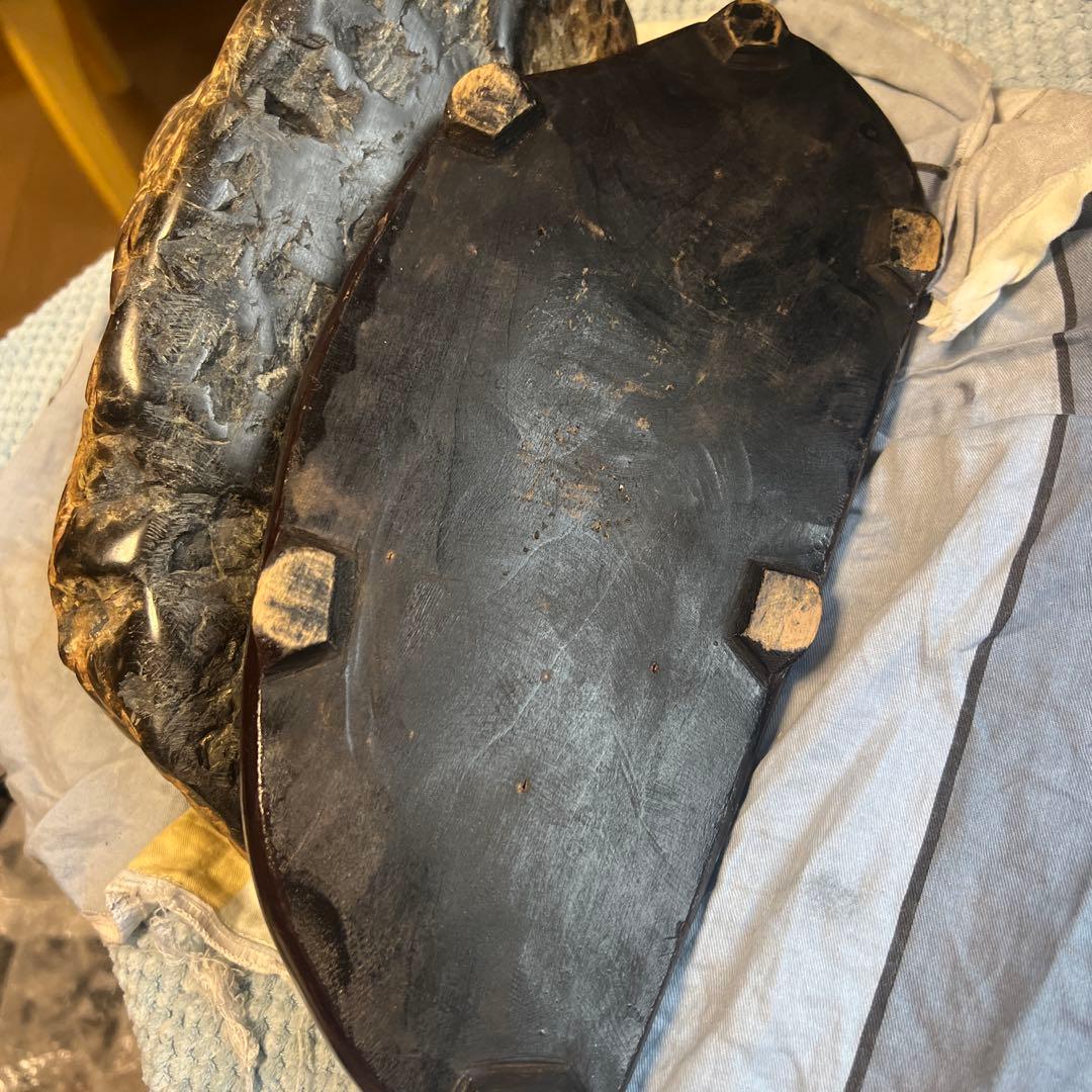 天然石の置物 木製台座付き