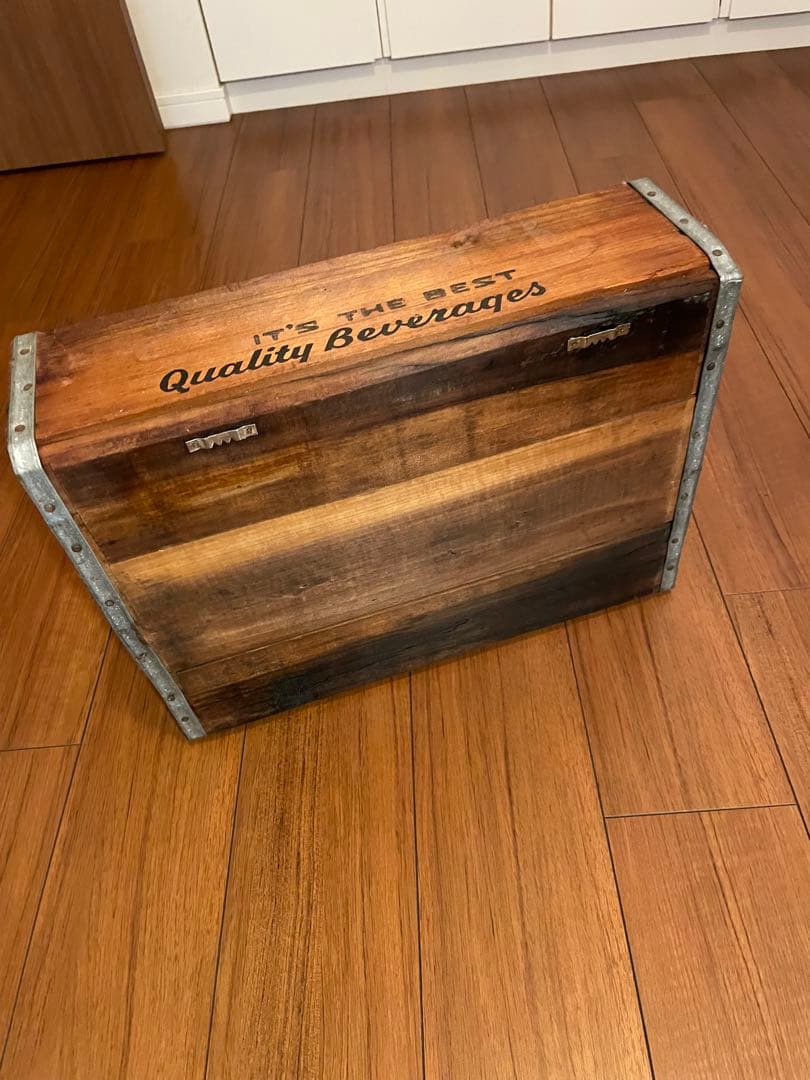 【値引き中】アンティーク風木製ボトルホルダー / ドリンクキャリーボックス