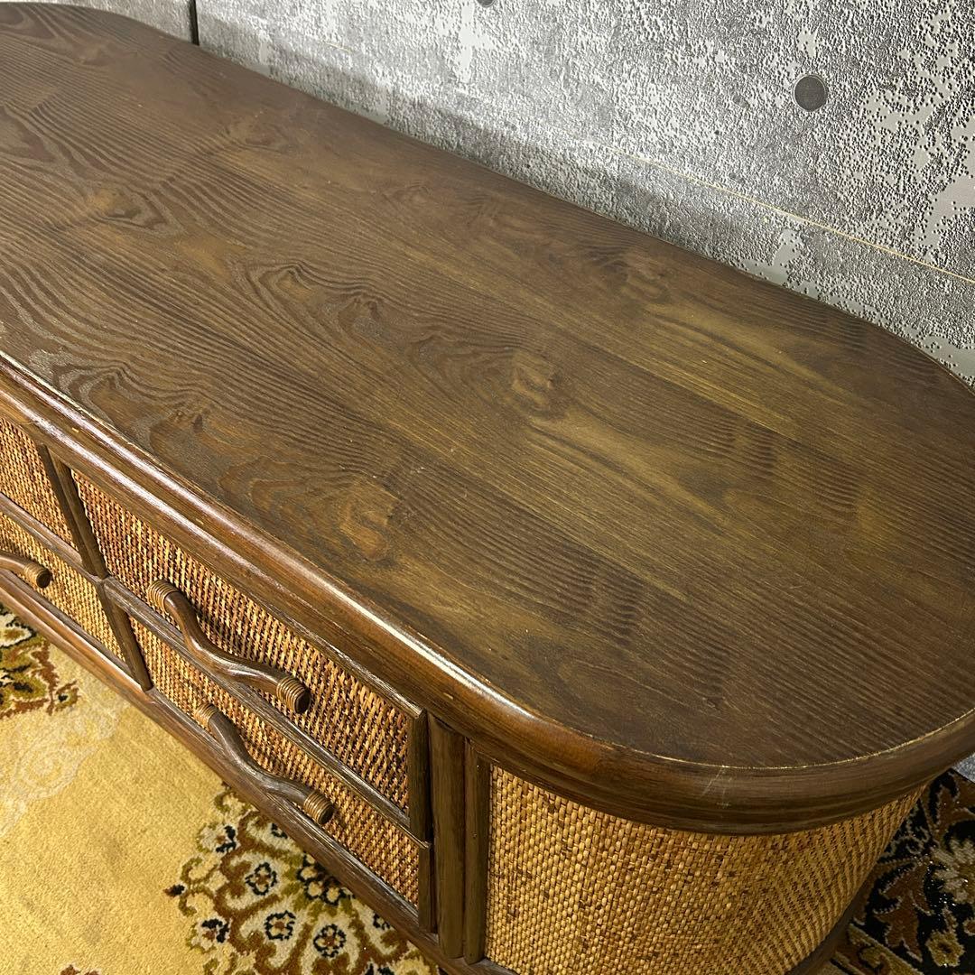 ꧁昭和レトロ家具꧂ラタンローチェスト 籐 衣類 衣服 洋服 収納 たんす タンス