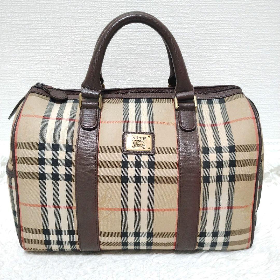 バーバリー BURBERRY ミニボストンバッグ ゴールド金具 シャドーホース
