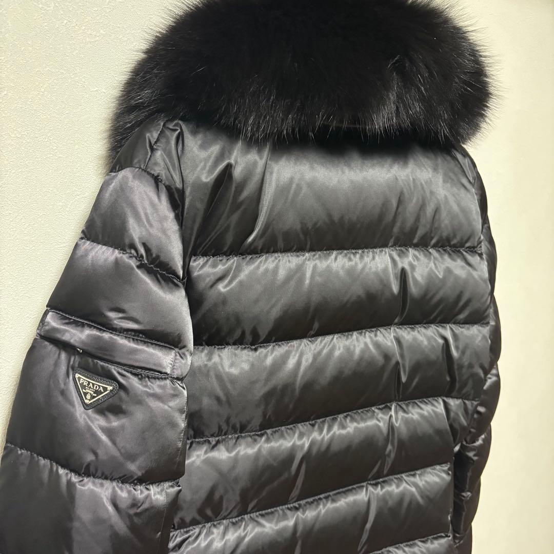 PRADA プラダ ブラックファー ダウンジャケット 40 レディース 正規品