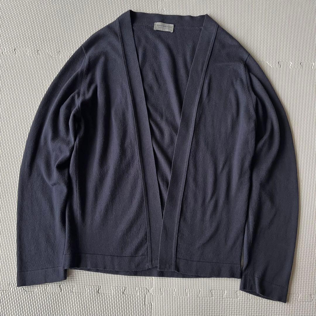 美品 ジョンスメドレー ボタンレス カーディガン シーアイランドコットン 紺 M