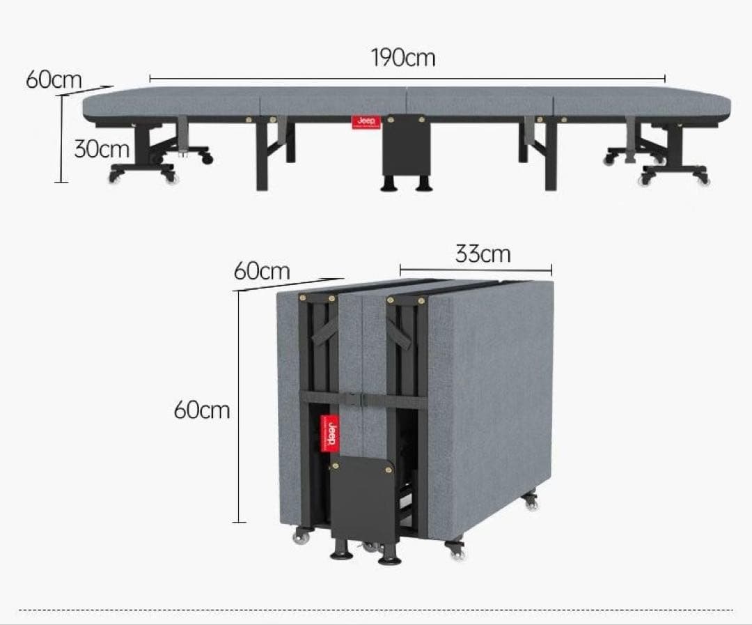 折りたたみ簡易ベッド グレー 190cm