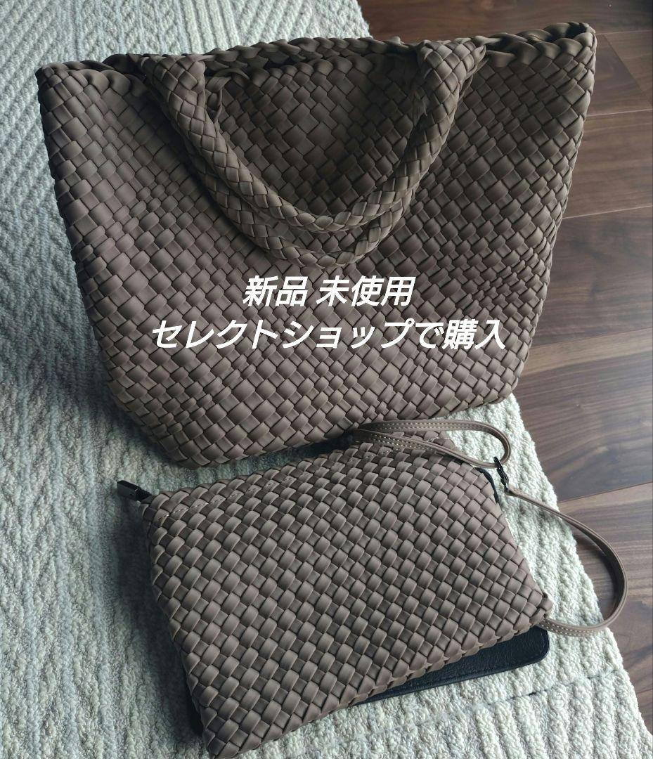 【新品 未使用】ベージュ軽量トートバッグ ポーチ付き セレクトショップで購入
