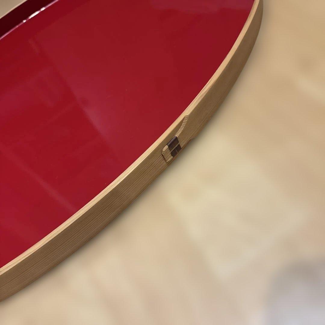 秋田県曲物 秋田杉 大型楕円盆 約51cm 朱塗り　お盆　美品