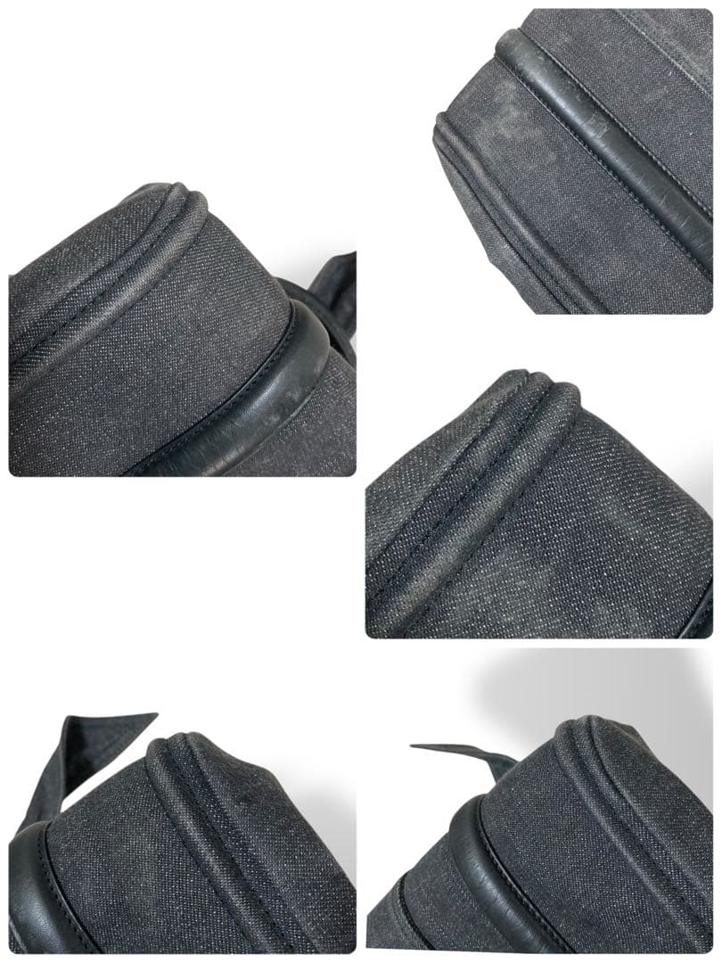 【ヴィンテージ】ジバンシー　ハンドバッグ　デニム　レザー　手提げ　グレー　黒