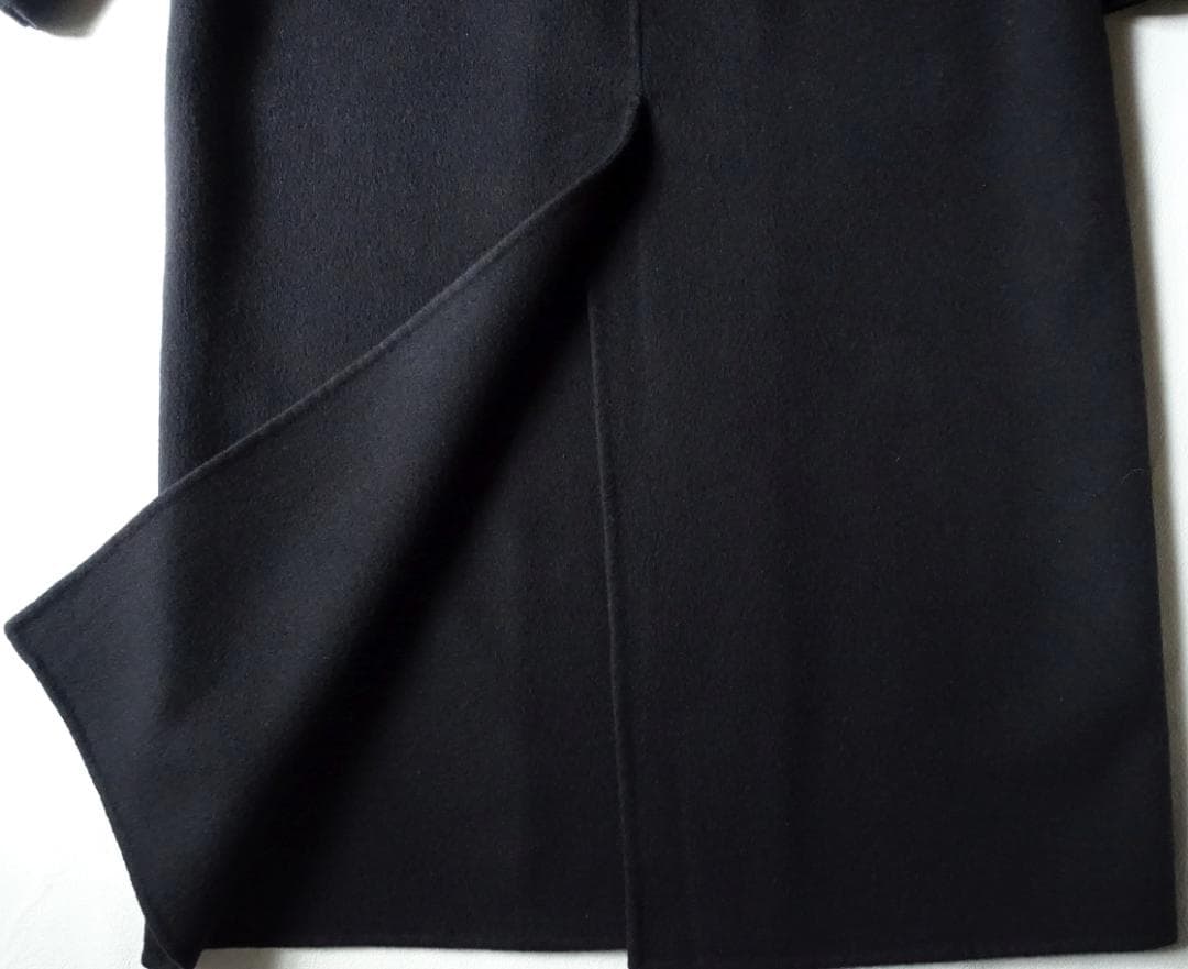 2023 美品ウィムガゼット☆カシミヤ混リバーロングコート F ネイビー