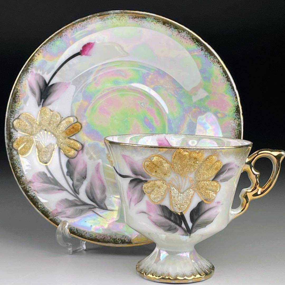 【希少】オールドニッポン コラレン カップ＆ソーサー ラスター ぺディスタル