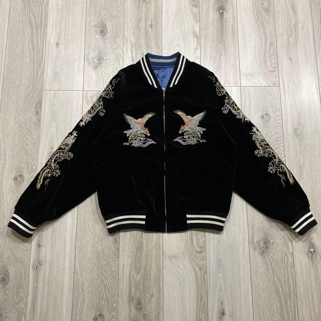 90s Hoshihime星姫 リバーシブル 別珍 スカジャン ベロア 龍 鷹