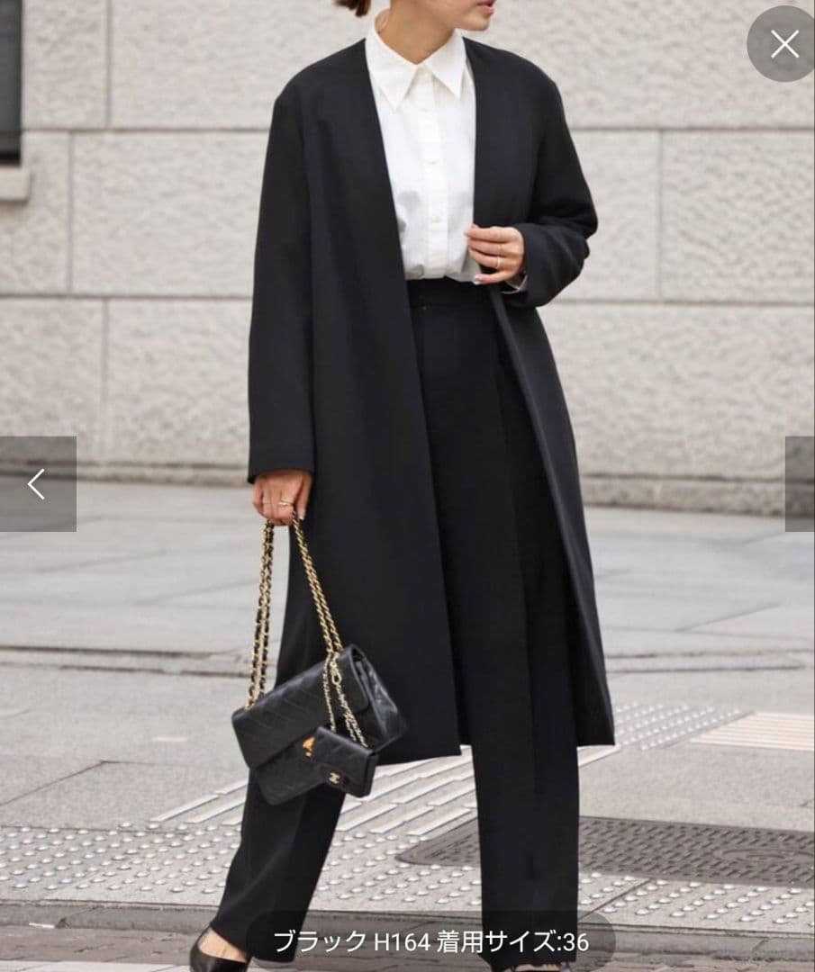 DeuxiemeClasse新品トリアセジョーゼット Vネックコートブラック36