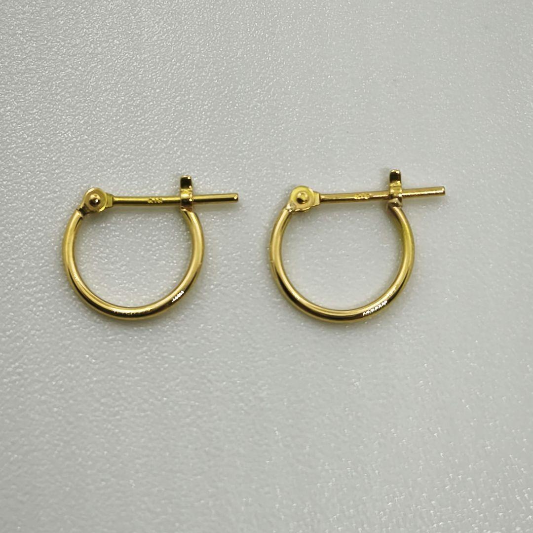 新品未使用　K18 フープピアス　1×10mm
